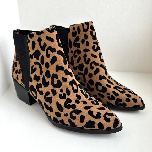 Chinese Laundry Sz 6 Finn Ankle Bootie Chelsea Boot NWOB Tan Suede Animal Print - Picture 3 of 11